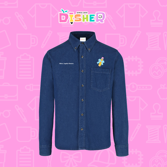 CBML-C-049: Camisa Bordada Mezclilla Manga Larga Caballero I Lápiz moño