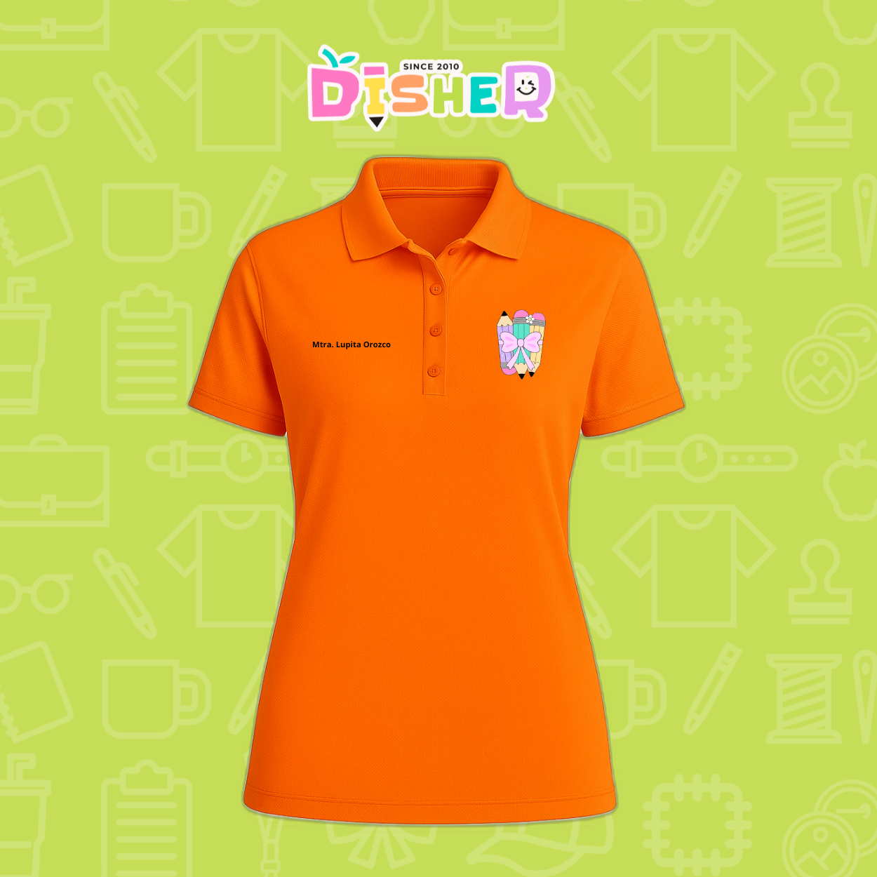 PBD-D-007 : Polo Bordada Dry Fit Dama I Lápices moñito