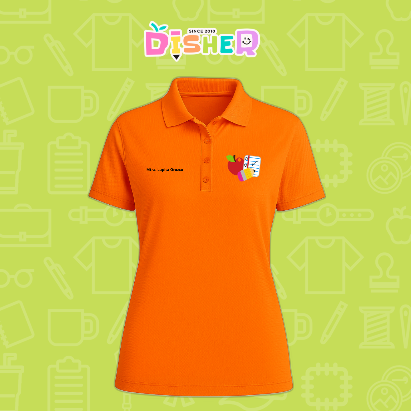 PBD-D-088: Polo Bordada Dry Fit Dama I Útiles manzana lápiz
