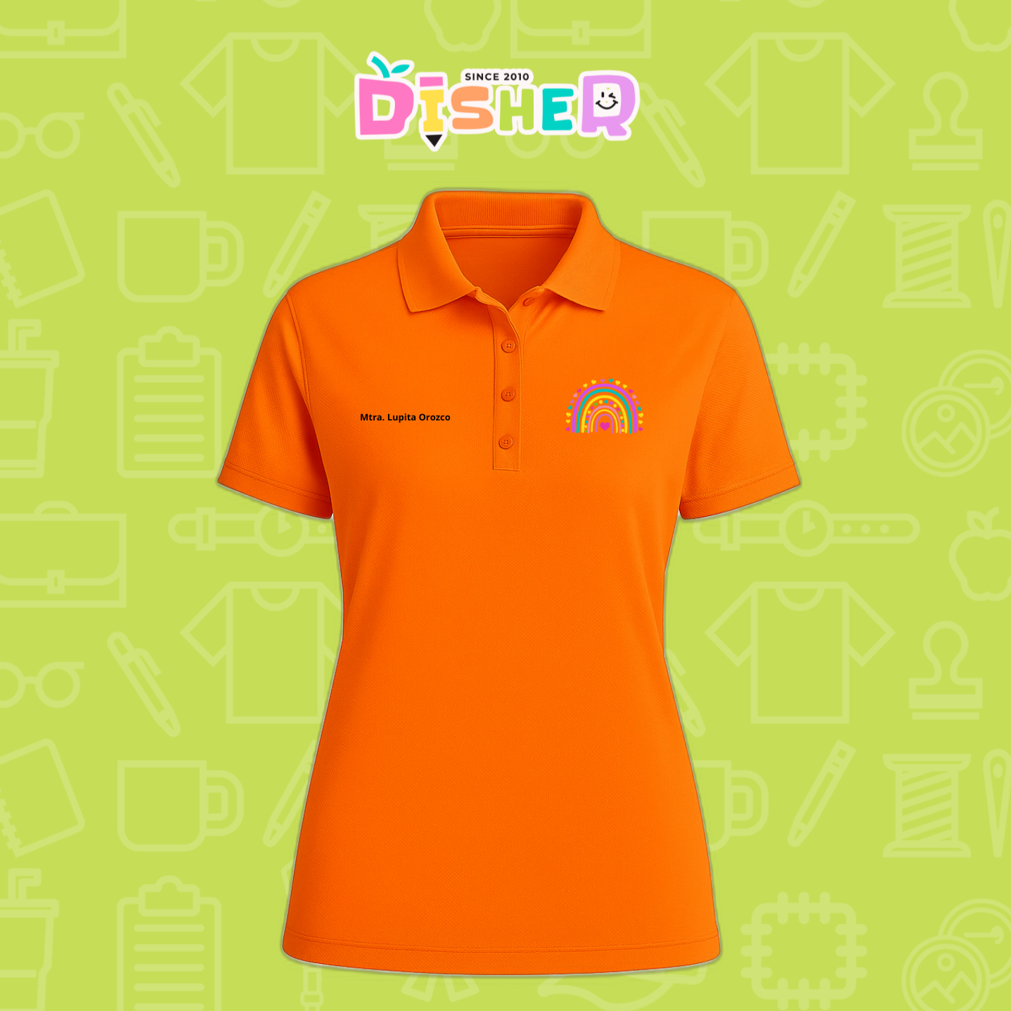 PBD-D-087: Polo Bordada Dry Fit Dama I Arcoíris corazones