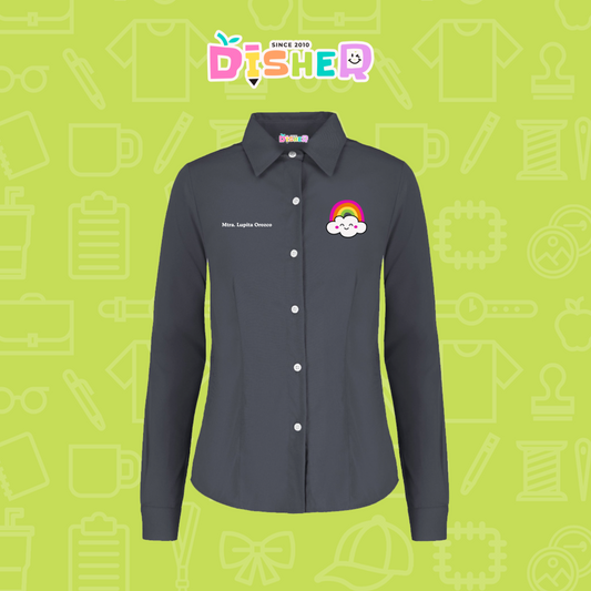 CBGL-D-017: Camisa Bordada Gabardina Manga corta Dama I Nube arcoíris