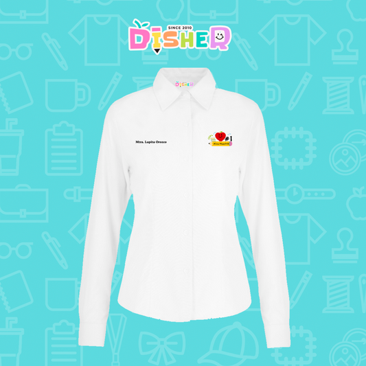 CBOL-D-001: Camisa Bordada Oxford Manga Corta Dama I Manzana lápiz