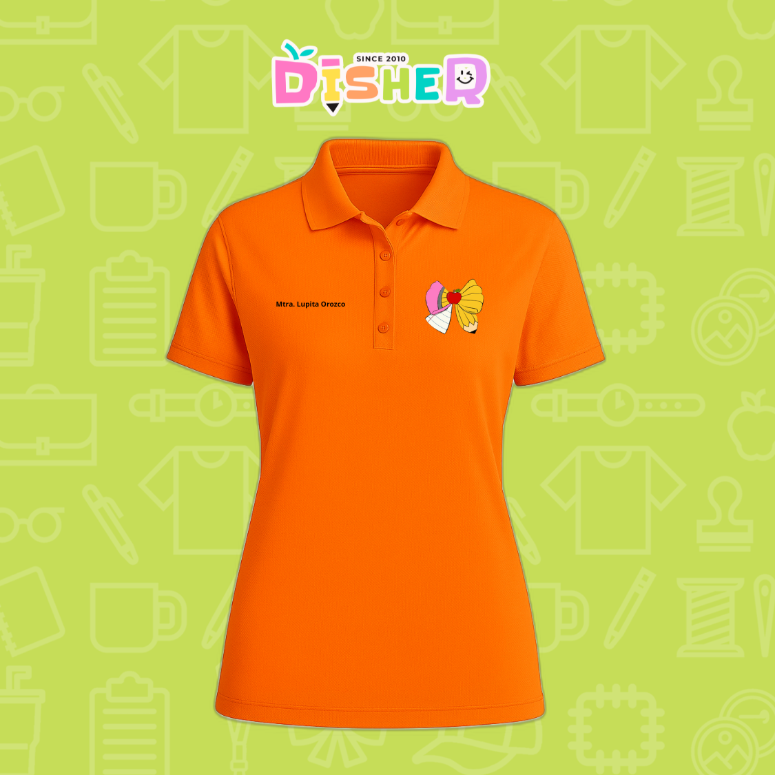 PBD-D-005 : Polo Bordada Dry Fit Dama I Moño lápiz hoja