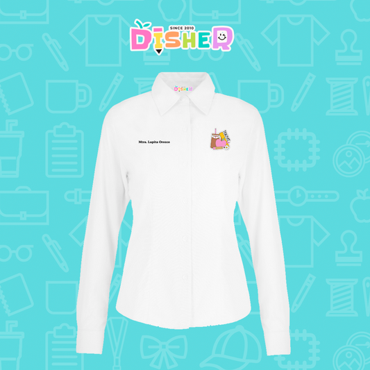 CBOL-D-036: Camisa Bordada Oxford Manga Corta Dama I Teacher coffe