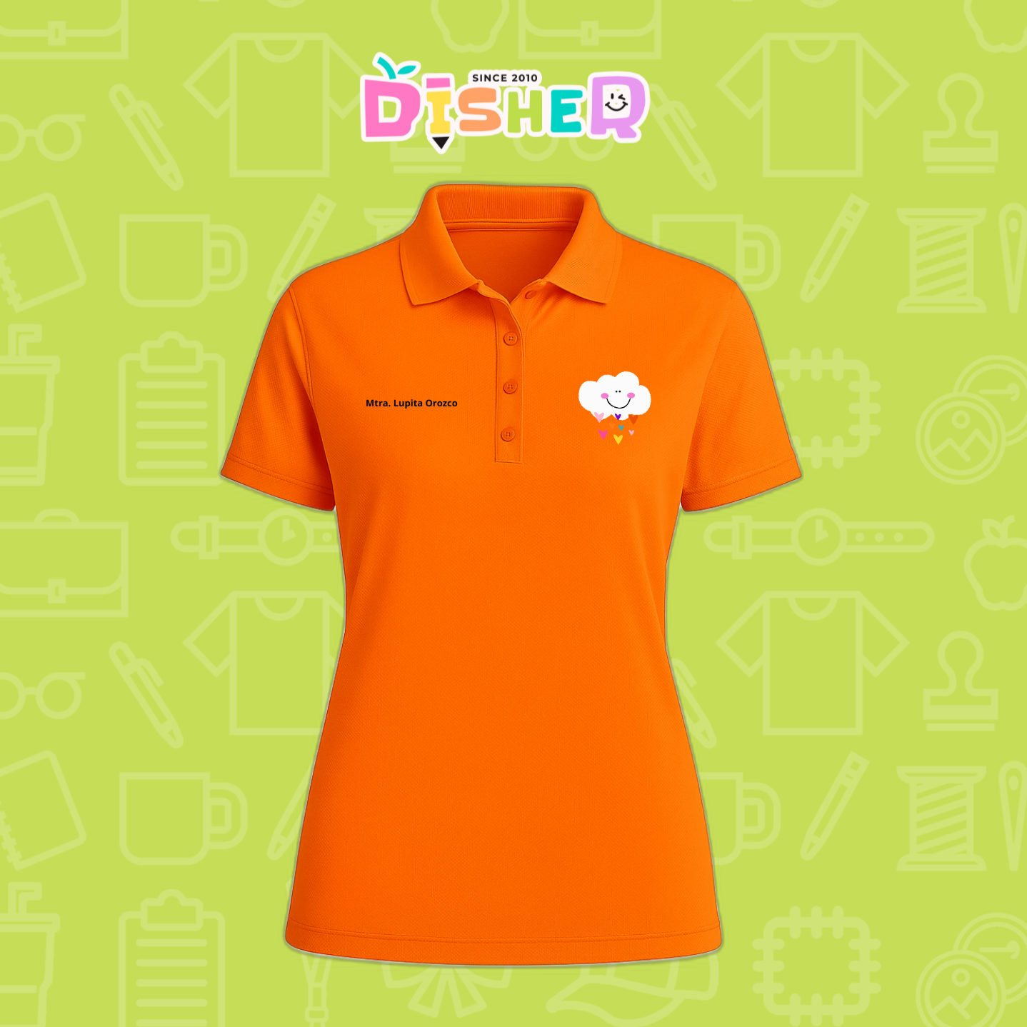 PBD-D-022: Polo Bordada Dry Fit Dama I Nube corazones