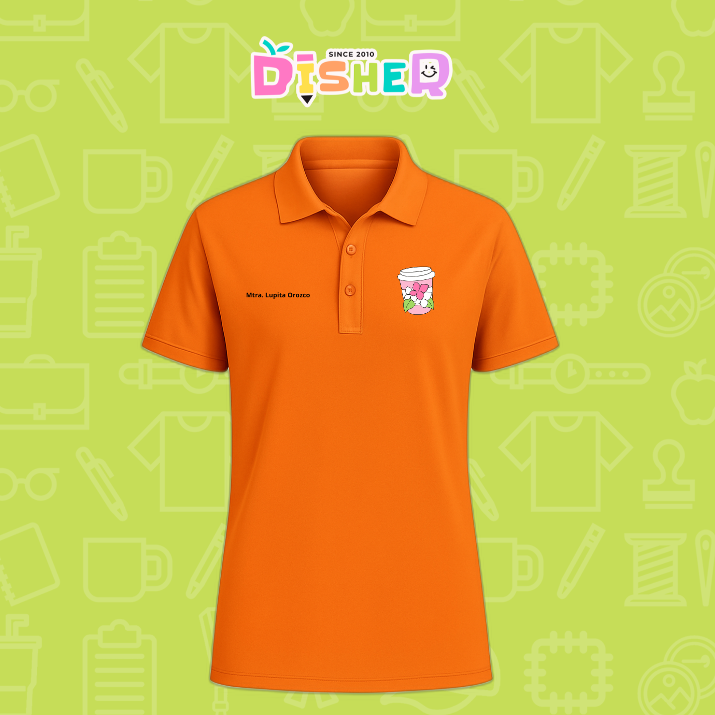 PBD-C-0041: Polo Bordada Dry Fit Caballero I Cafe flores