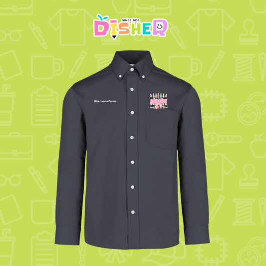 CBGL-C-008: Camisa Bordada Gabardina Manga Larga Caballero I Crayones moño