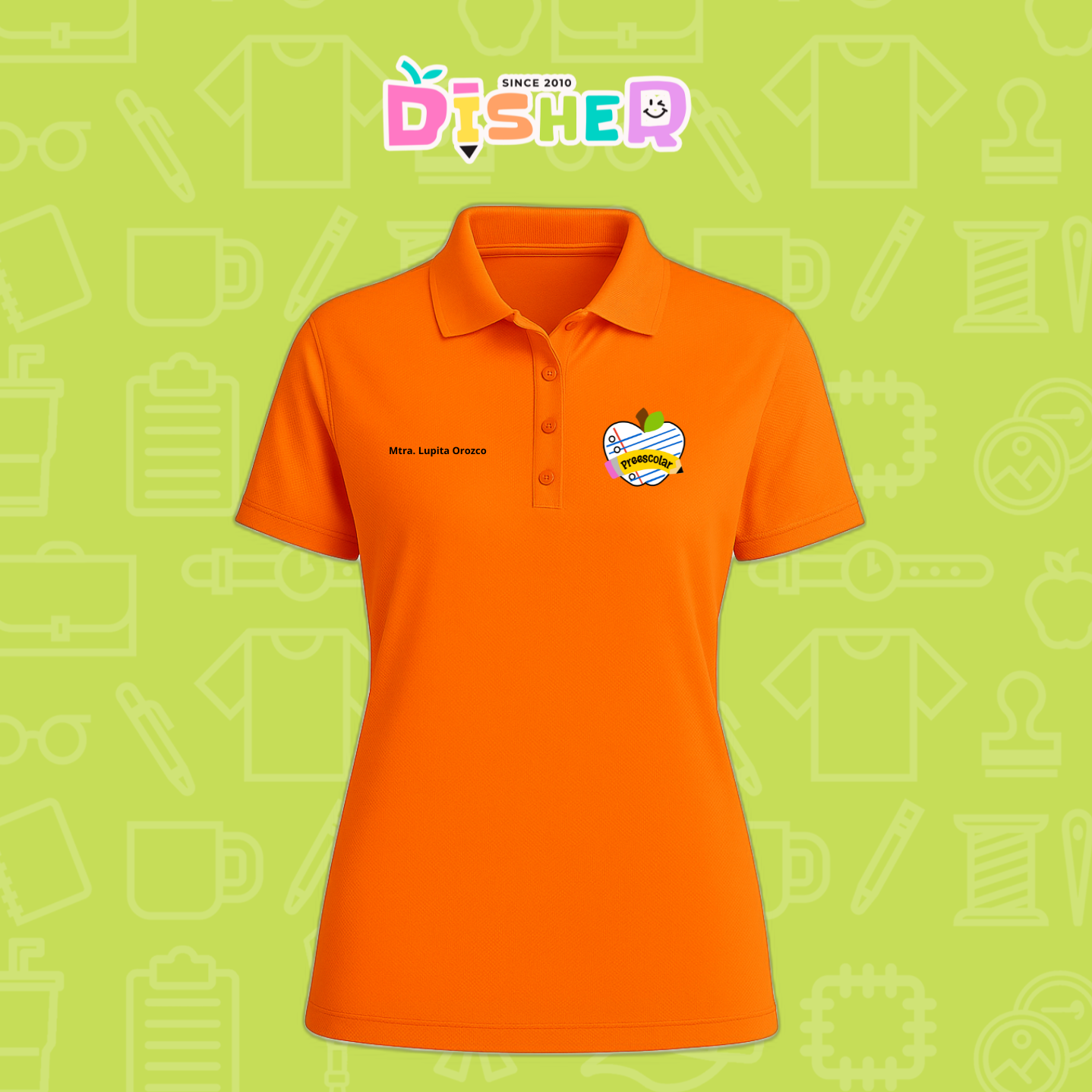PBD-D-092: Polo Bordada Dry Fit Dama I Corazón papel preescolar