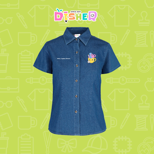 CBMC-D-052: Camisa Bordada Mezclilla Manga Corta Dama I Tacita útiles