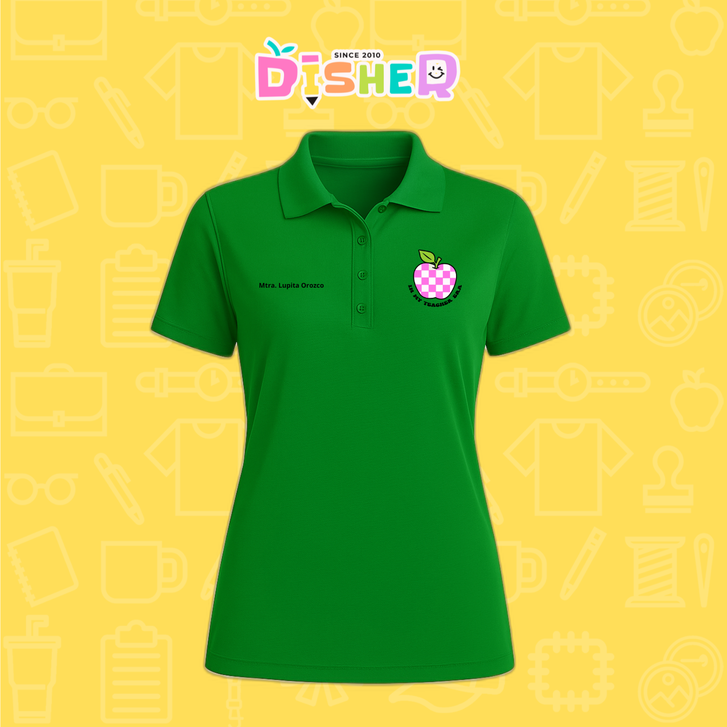 PBD-D-026: Polo Bordada Dry Fit Dama I Manzana cuadros