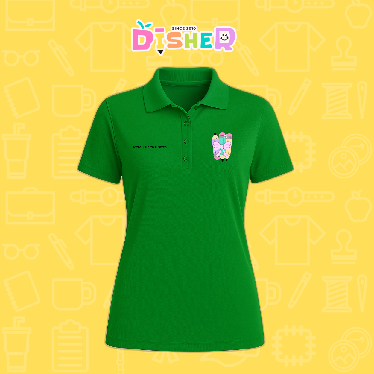 PBD-D-007 : Polo Bordada Dry Fit Dama I Lápices moñito