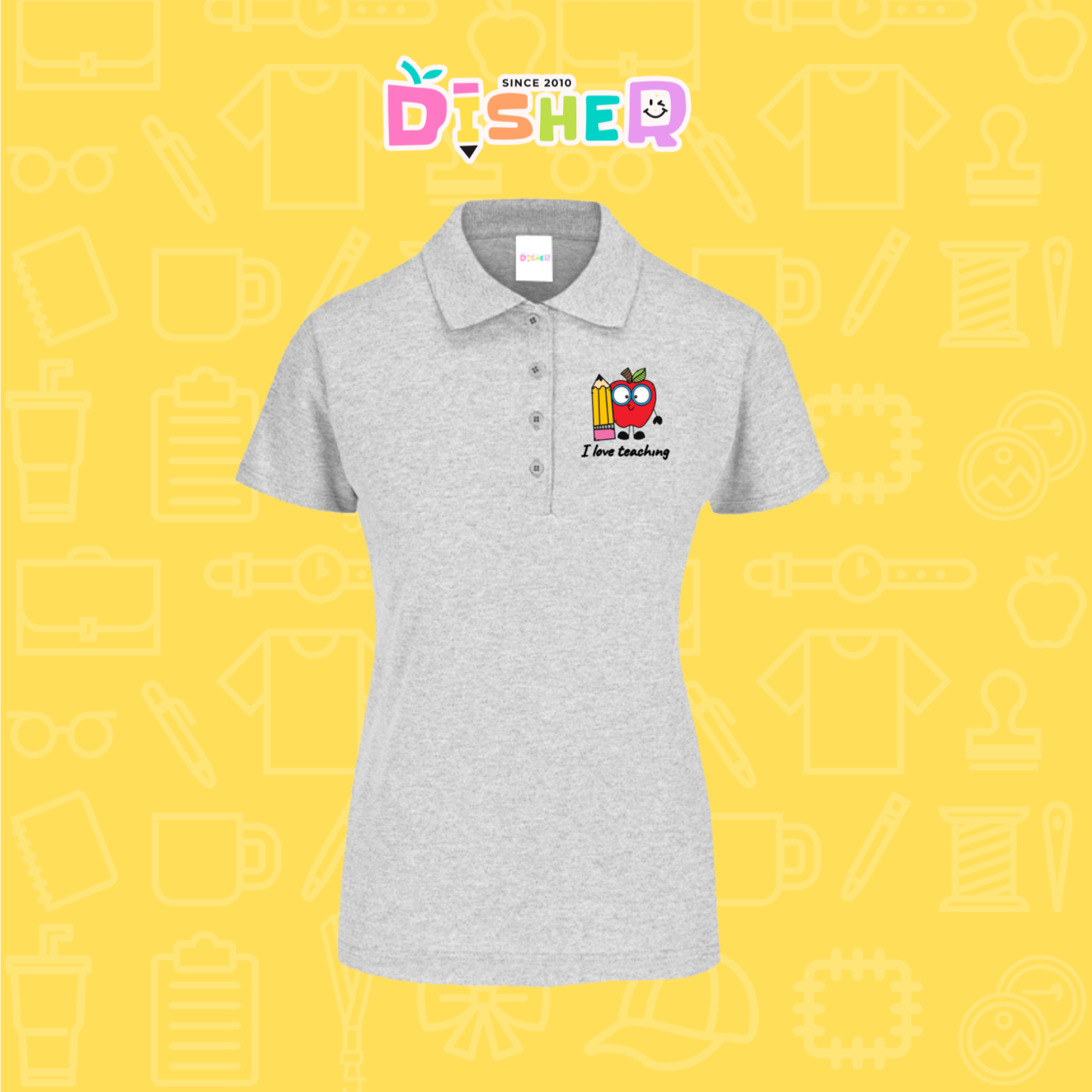 PBY-D-0077: Polo Bordada 50/50 Dama I Manzana lentes