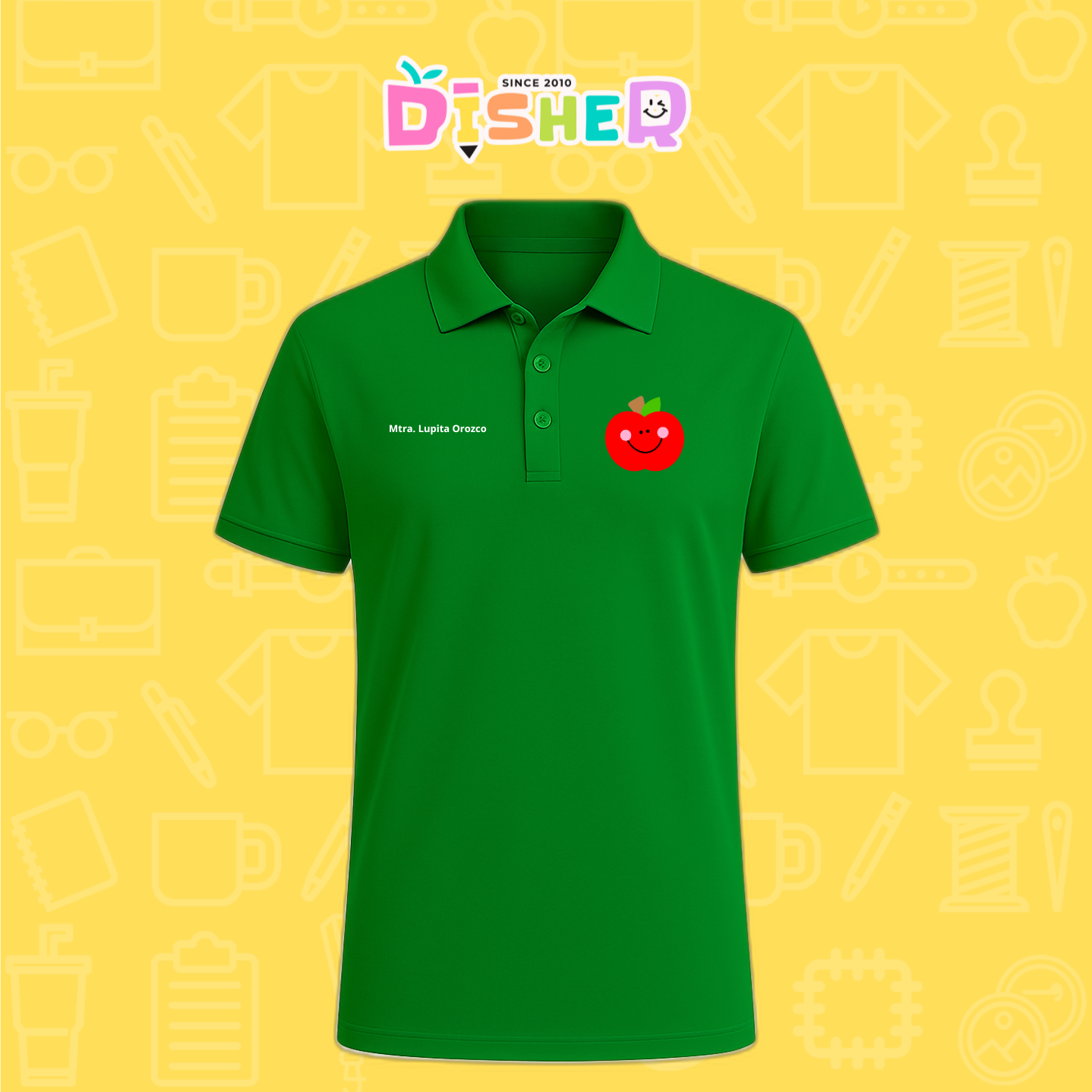 PBD-C-0030: Polo Bordada Dry Fit Caballero I Smile Apple