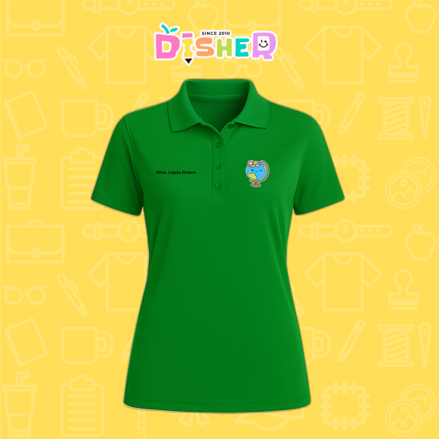 PBD-D-038: Polo Bordada Dry Fit Dama I Mundo con flores