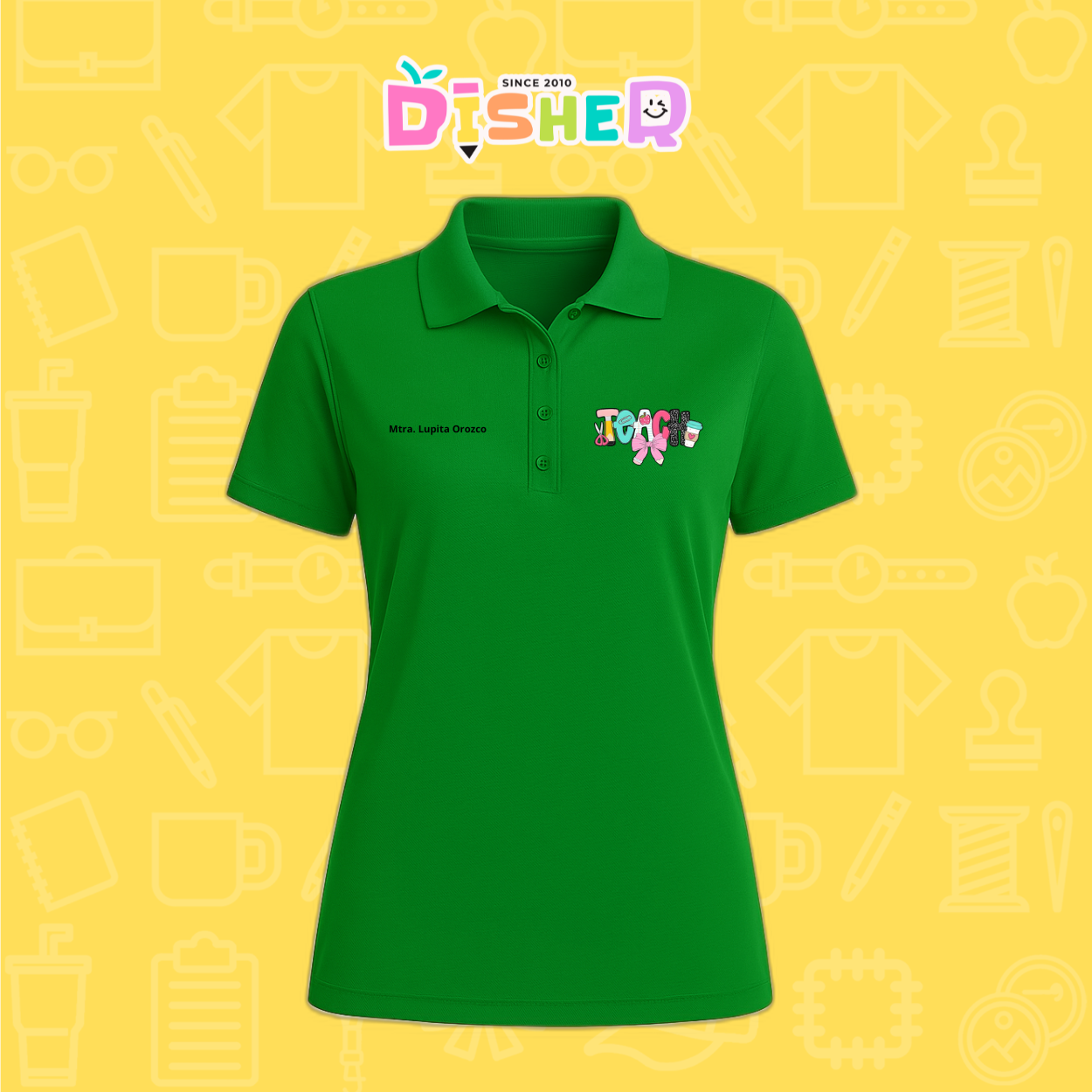 PBD-D-006 : Polo Bordada Dry Fit Dama I Teach Pink