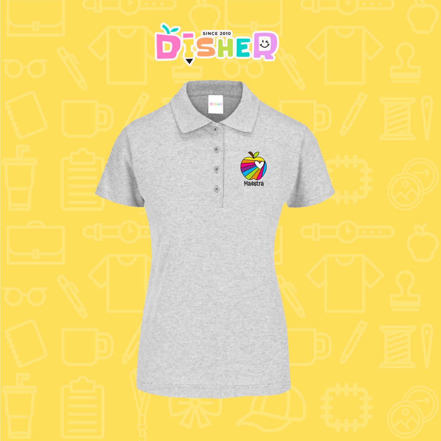 PBY-D-0075: Polo Bordada 50/50 Dama I Manzana rayas