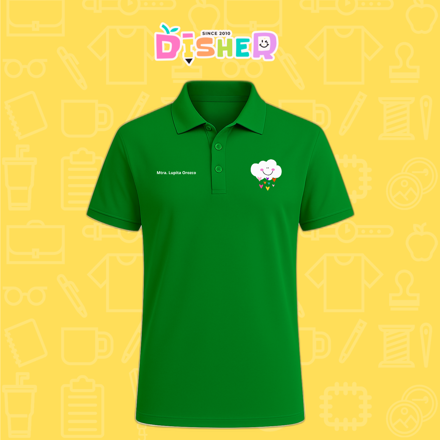 PBD-C-0022: Polo Bordada Dry Fit Caballero I Nube corazones