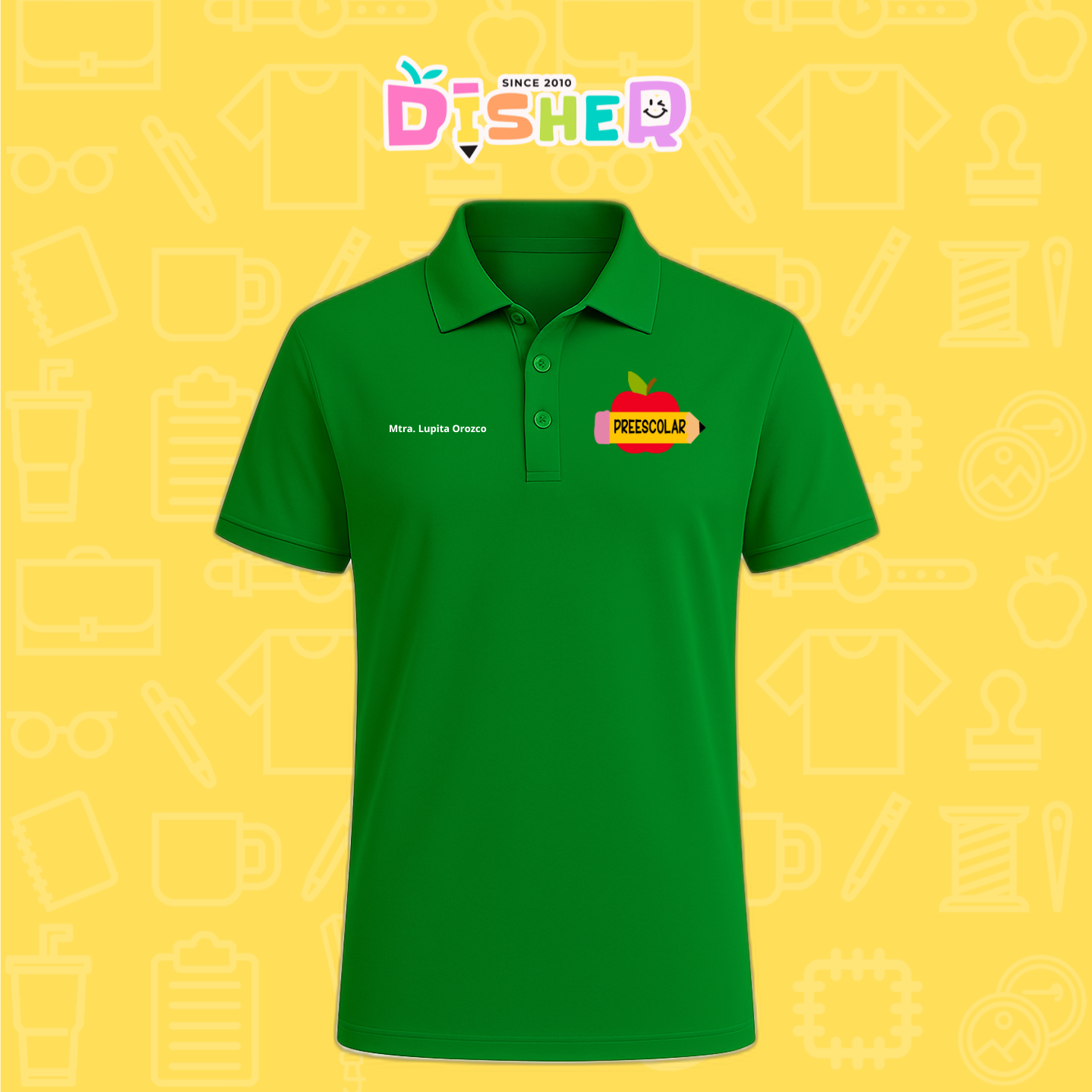 PBD-C-0084: Polo Bordada Dry Fit Caballero I Manzana preescolar