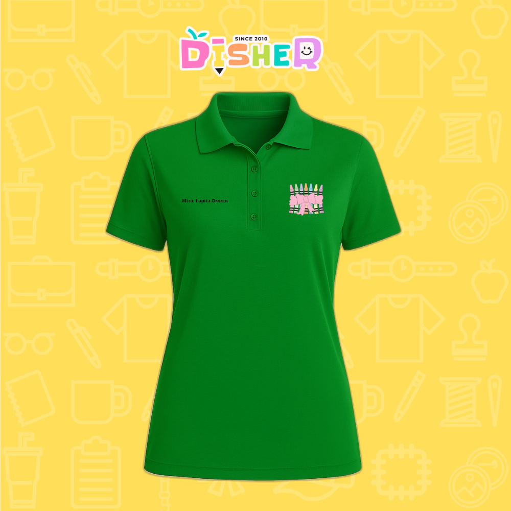 PBD-D-008 : Polo Bordada Dry Fit Dama I Crayones moño