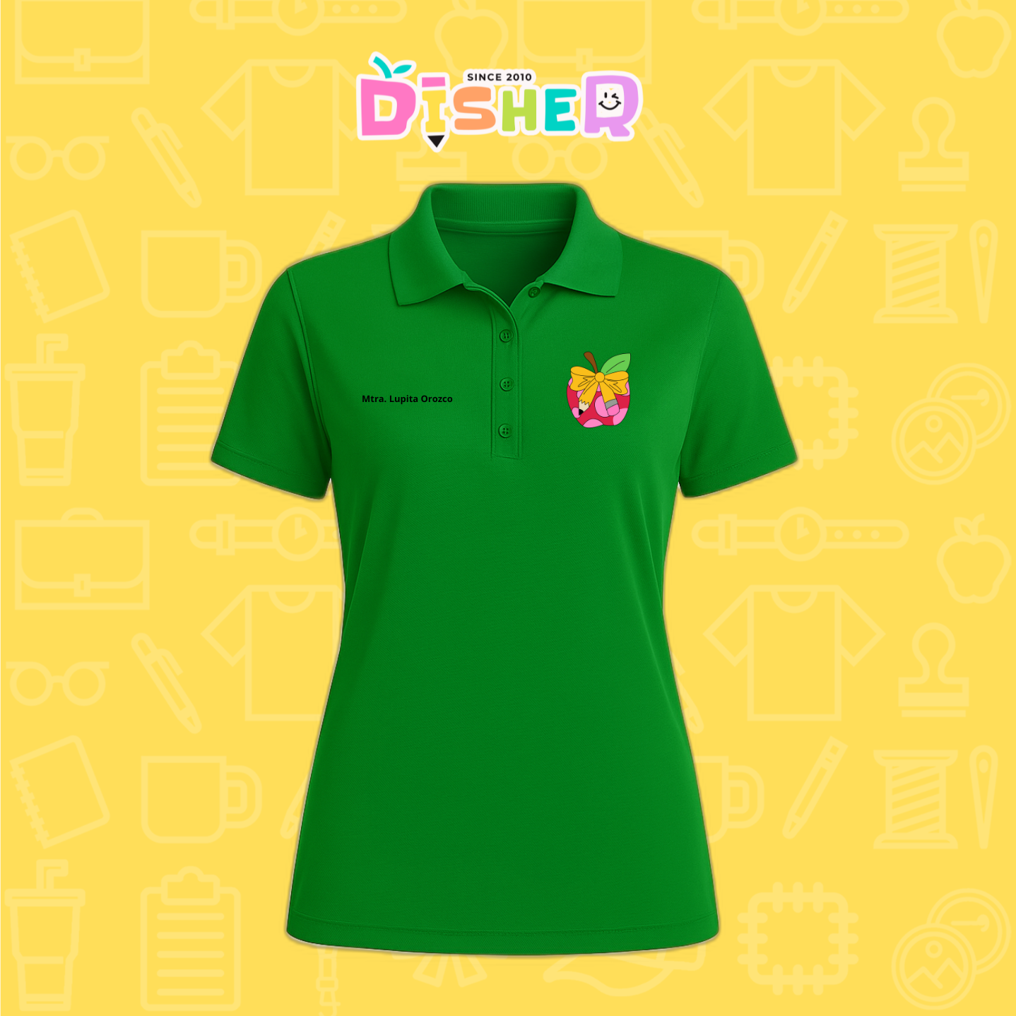 PBD-D-012: Polo Bordada Dry Fit Dama I Manzana moño