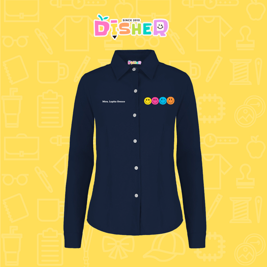 CBGL-D-024: Camisa Bordada Gabardina Manga corta Dama I Caritas felices