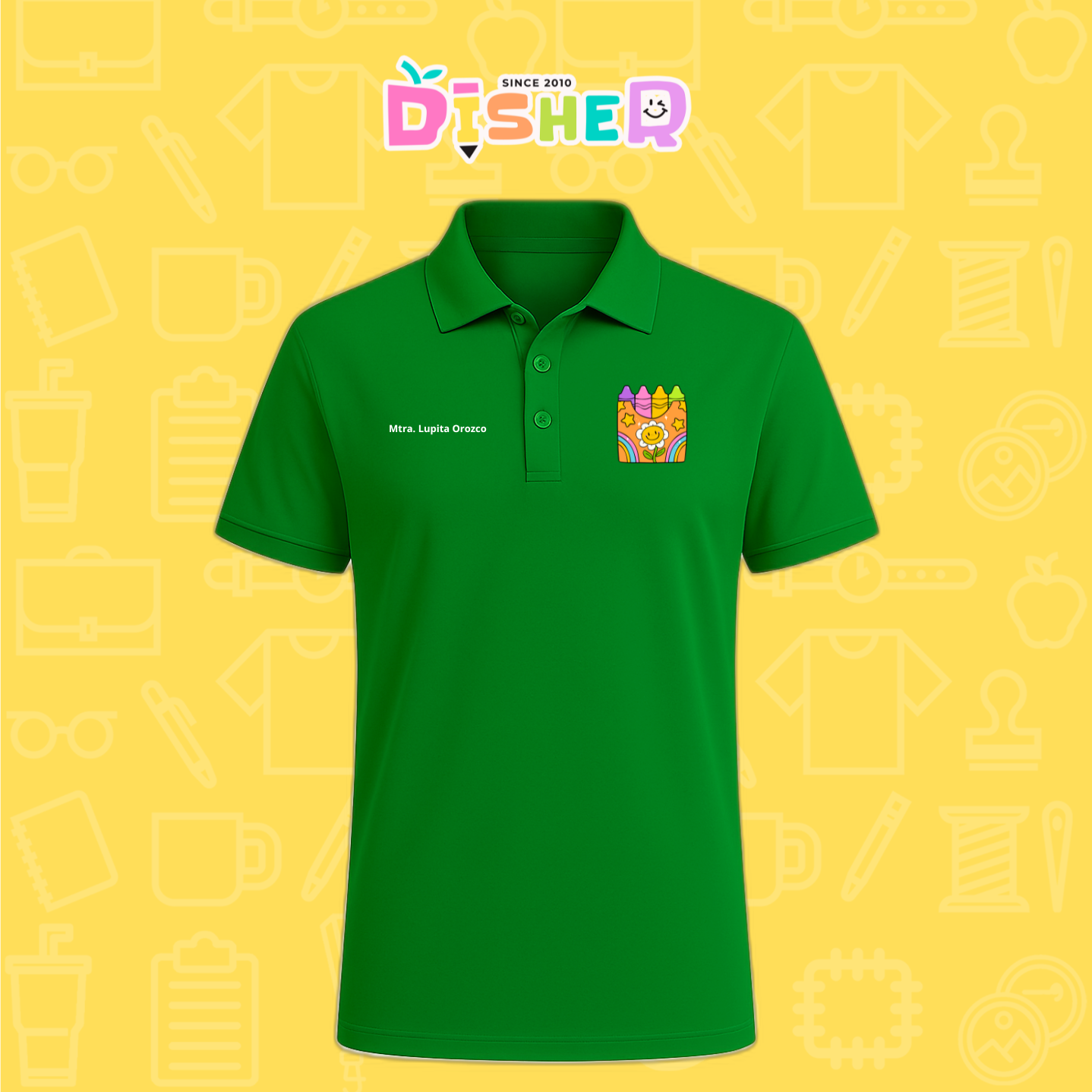 PBD-C-0015: Polo Bordada Dry Fit Caballero I Crayones flor