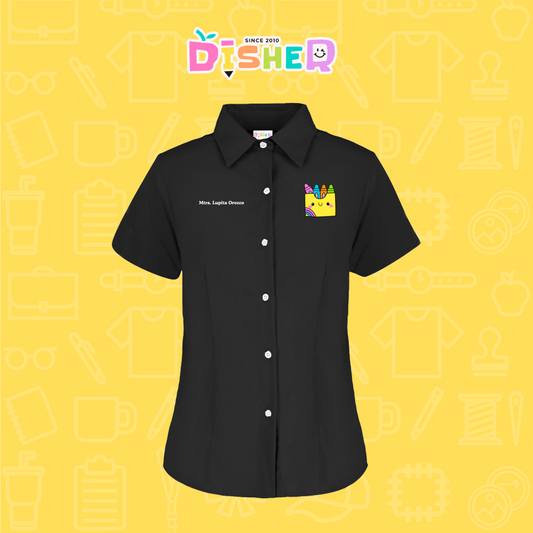 CBGC-D-016: Camisa Bordada Gabardina Manga Corta Dama I Cajita crayola