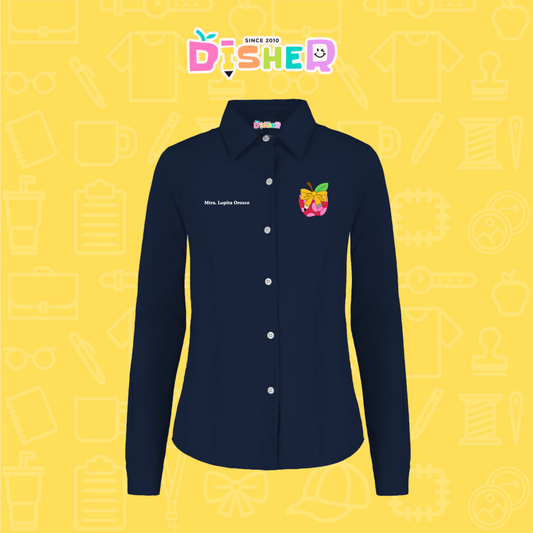 CBGL-D-012: Camisa Bordada Gabardina Manga corta Dama I Manzana moño