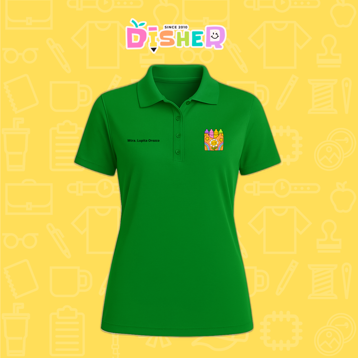 PBD-D-015: Polo Bordada Dry Fit Dama I Crayones flor
