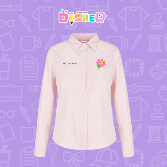 CBOL-D-020: Camisa Bordada Oxford Manga Corta Dama I Flor rosita