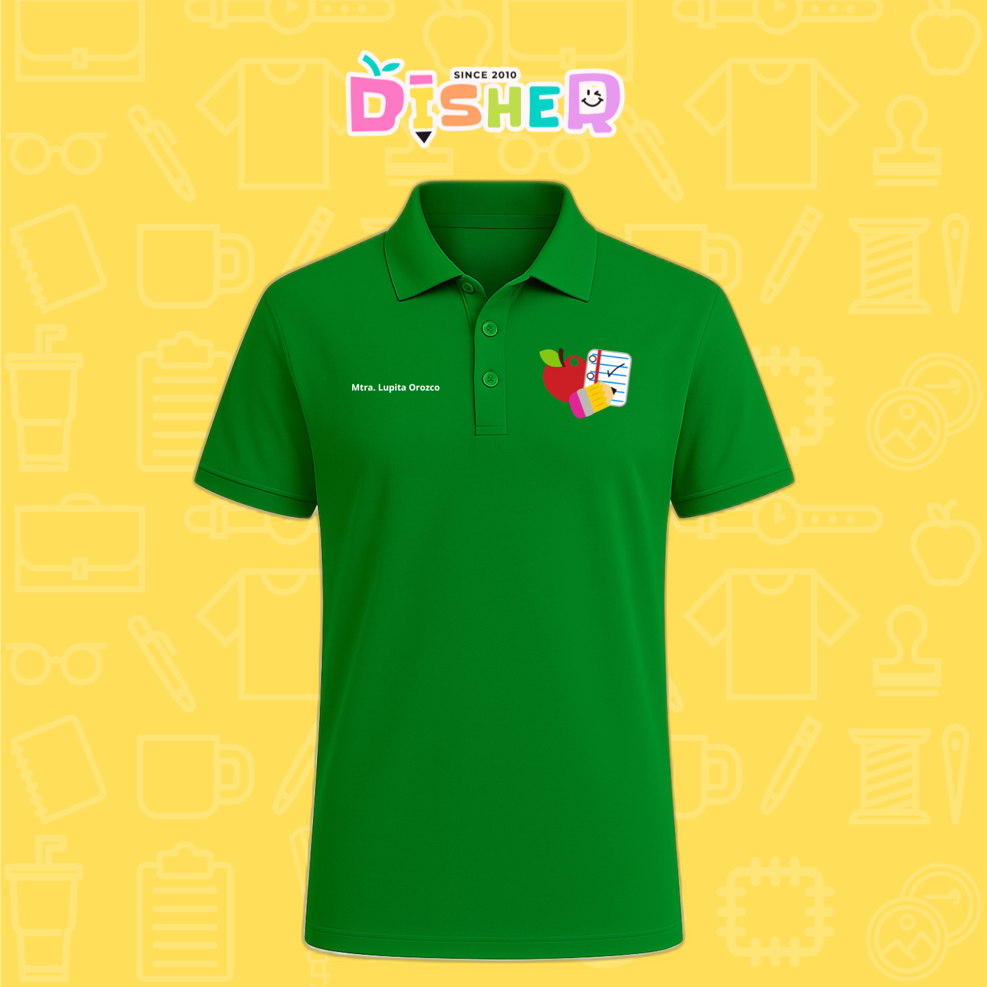 PBD-C-0088: Polo Bordada Dry Fit Caballero I Útiles manzana lápiz