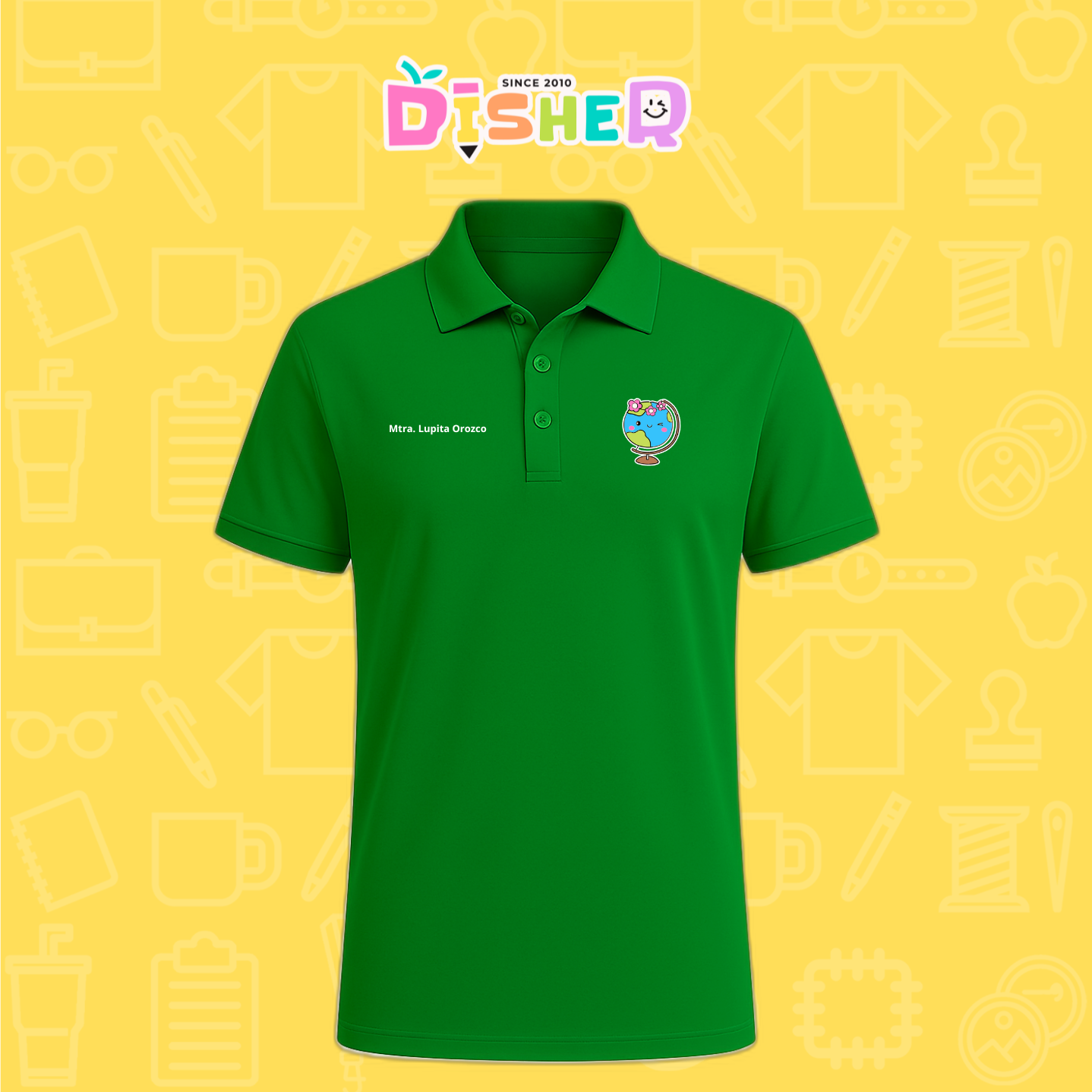 PBD-C-0038: Polo Bordada Dry Fit Caballero I Mundo con flores
