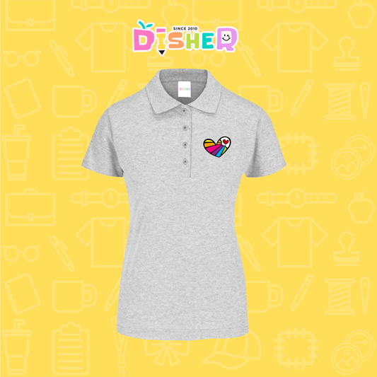 PBY-D-0073: Polo Bordada 50/50 Dama I Corazón líneas