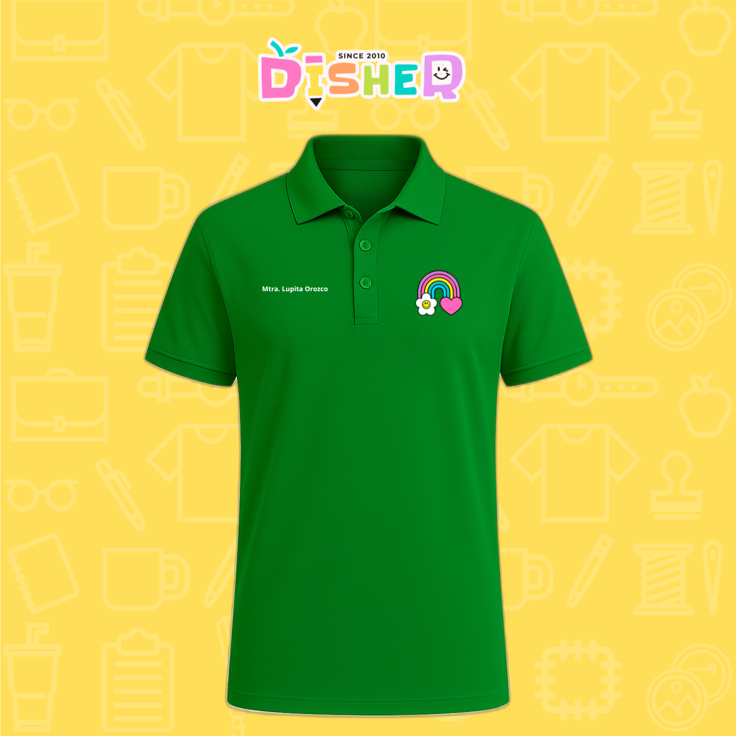 PBD-C-0025: Polo Bordada Dry Fit Caballero I Arcoíris corazón