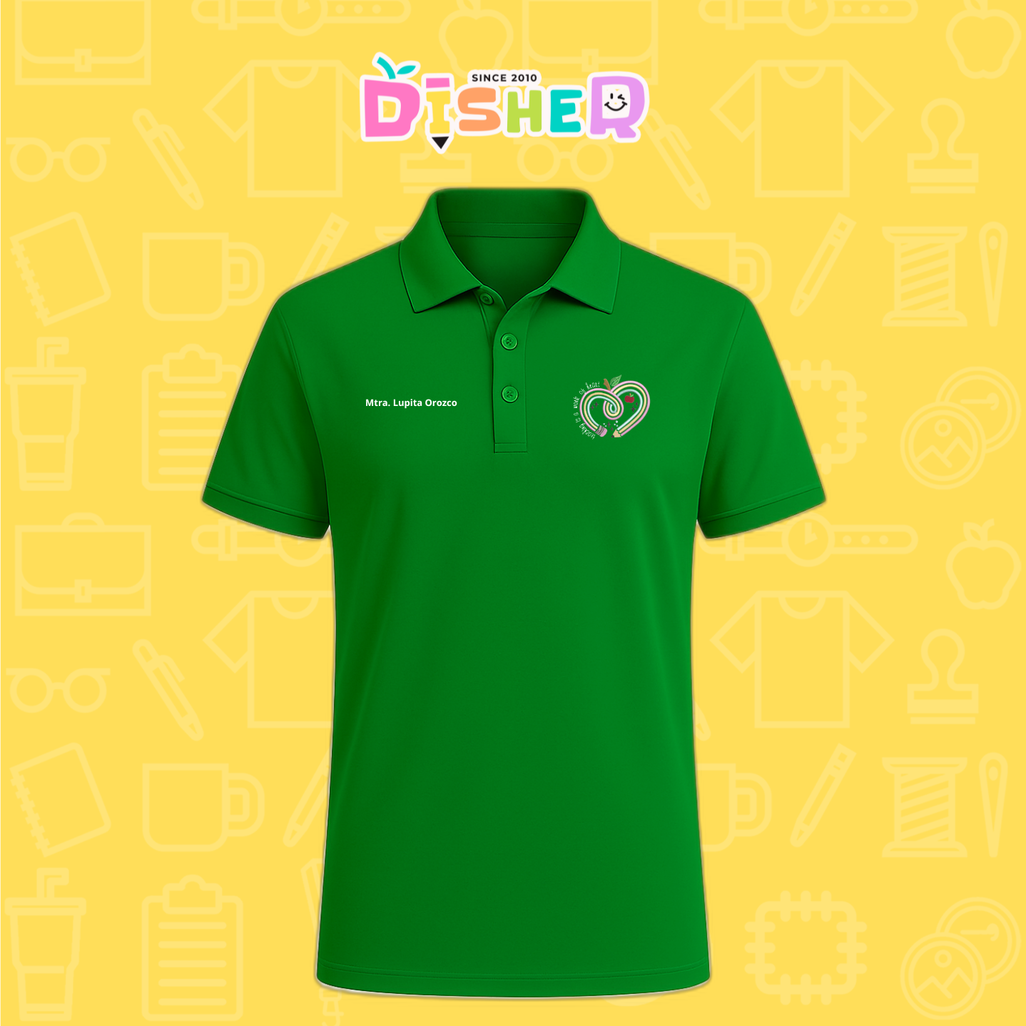 PBD-C-0013: Polo Bordada Dry Fit Caballero I Corazón lápiz tonos pastel