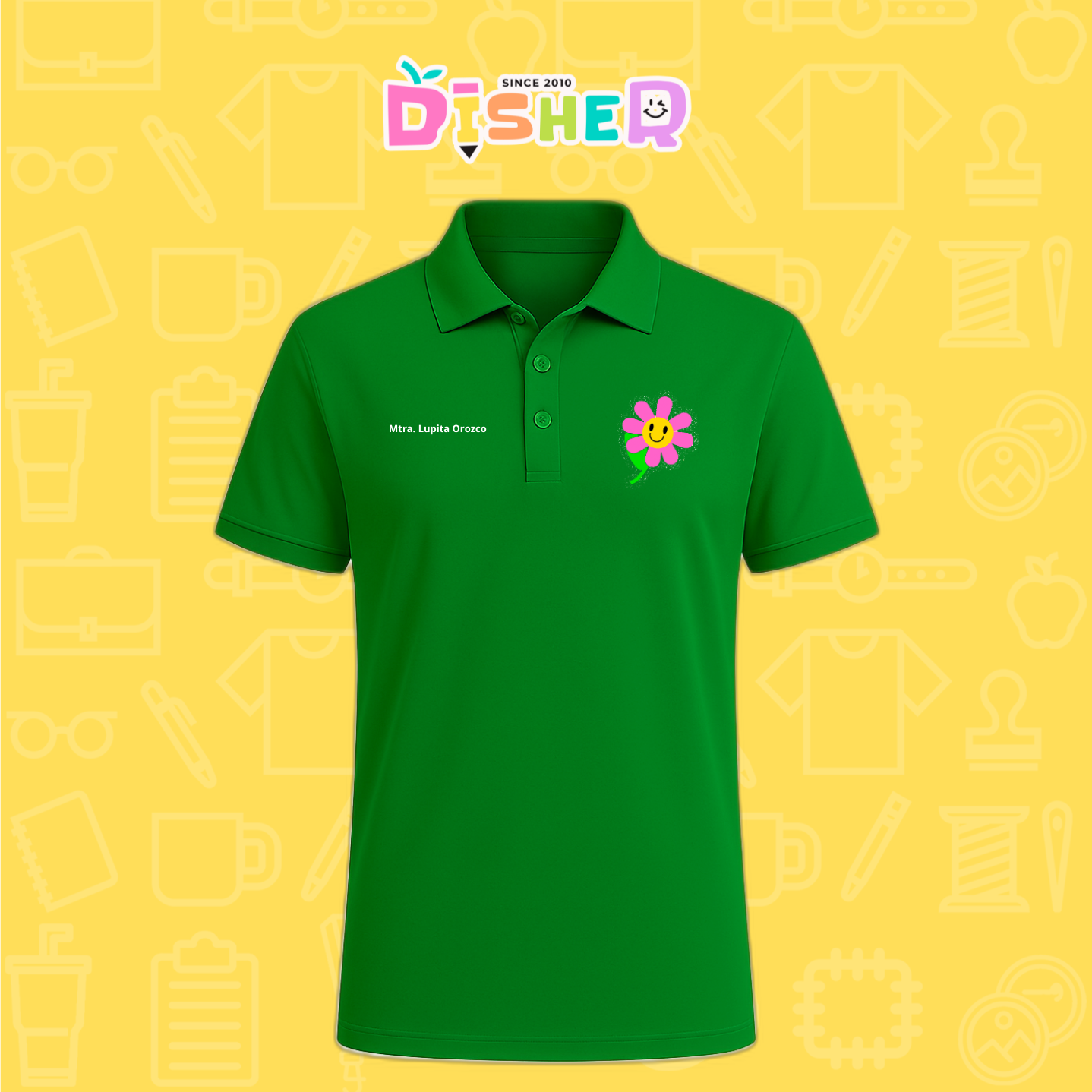 PBD-C-0020: Polo Bordada Dry Fit Caballero I Flor rosa