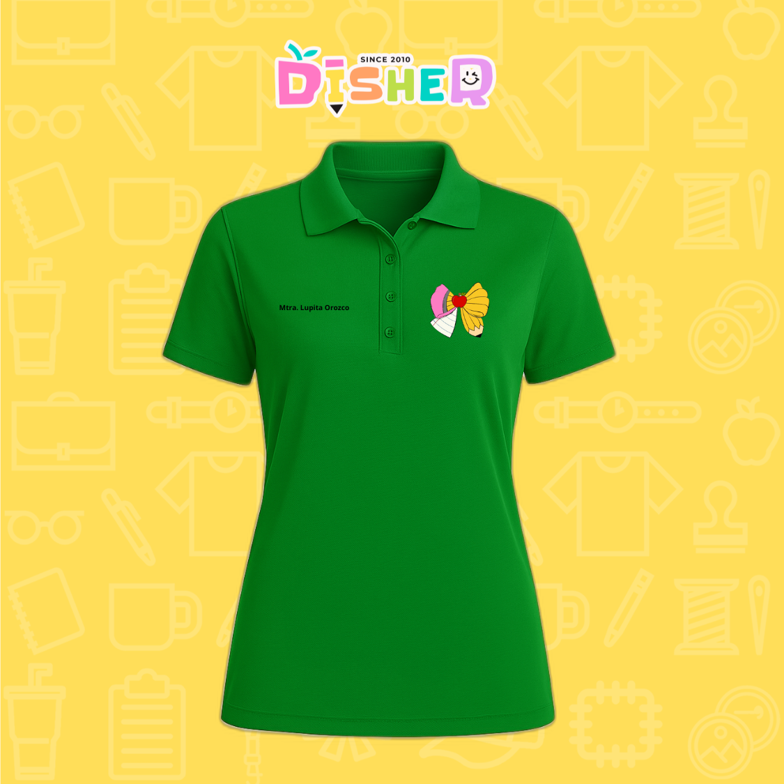 PBD-D-005 : Polo Bordada Dry Fit Dama I Moño lápiz hoja