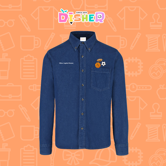 CBML-C-060: Camisa Bordada Mezclilla Manga Larga Caballero I Deportes