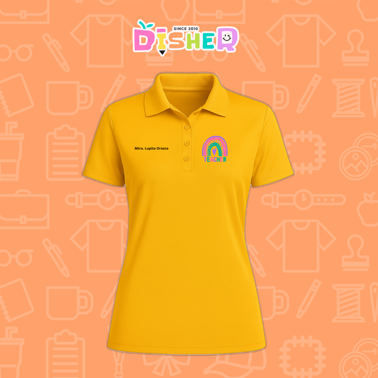PBD-D-086: Polo Bordada Dry Fit Dama I Teacher rainbow