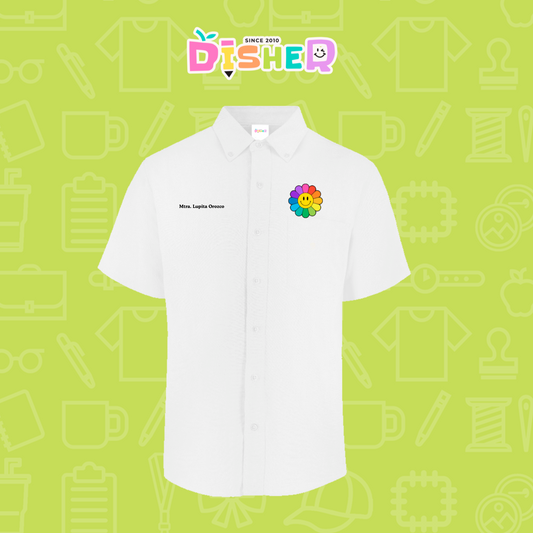 CBOC-C-018: Camisa Bordada Oxford Manga Corta Caballero I Flor de colores