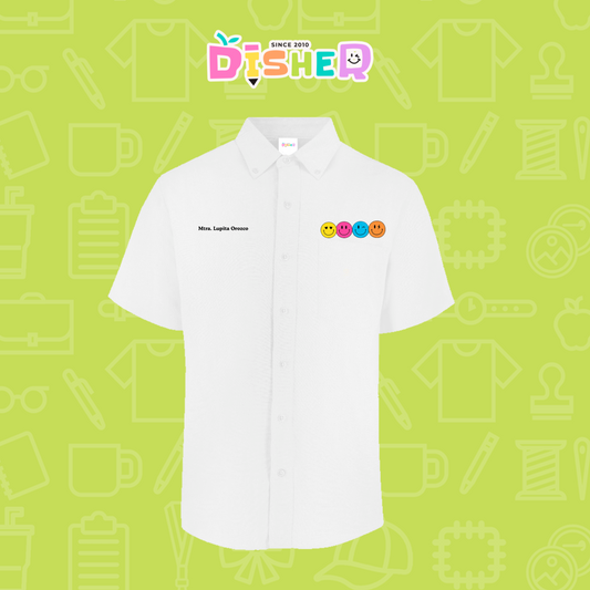 CBOC-C-024: Camisa Bordada Oxford Manga Corta Caballero I Caritas felices