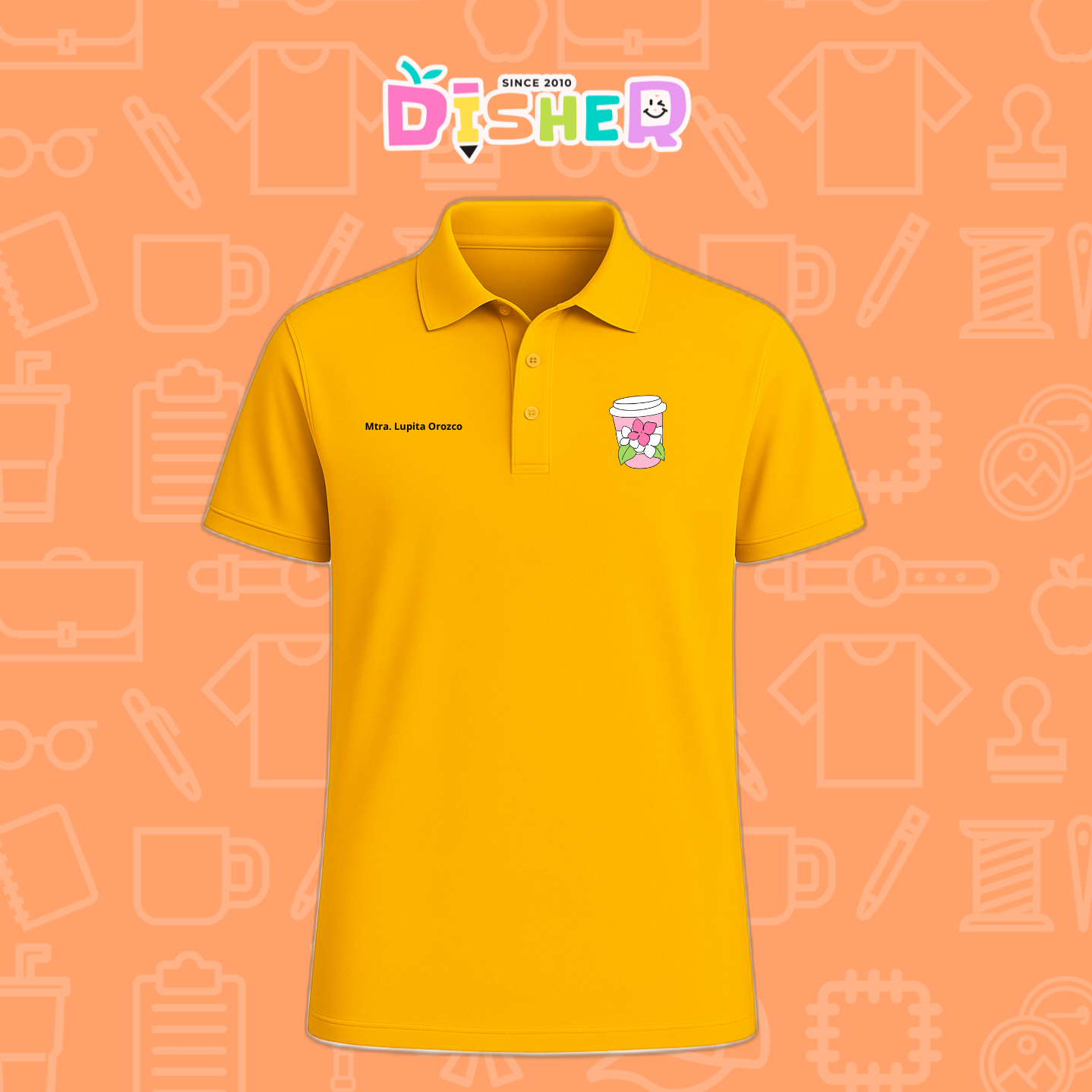 PBD-C-0041: Polo Bordada Dry Fit Caballero I Cafe flores