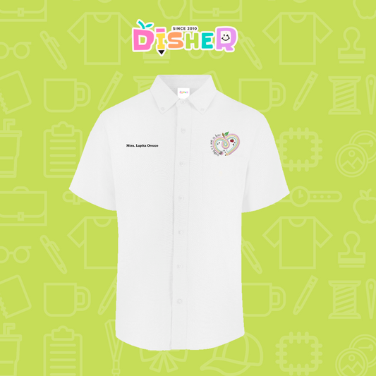 CBOC-C-013: Camisa Bordada Oxford Manga Corta Caballero I Corazón lápiz tonos pastel