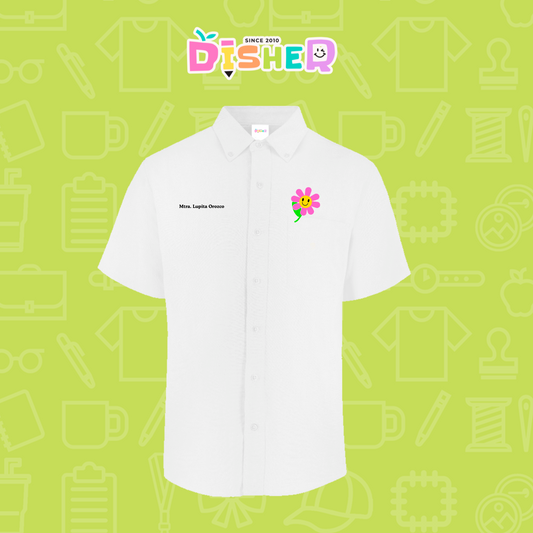 CBOC-C-020: Camisa Bordada Oxford Manga Corta Caballero I Flor rosita