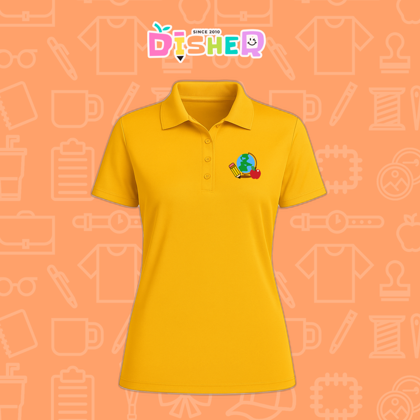PBD-D-070: Polo Bordada Dry Fit Dama I Globo terráqueo