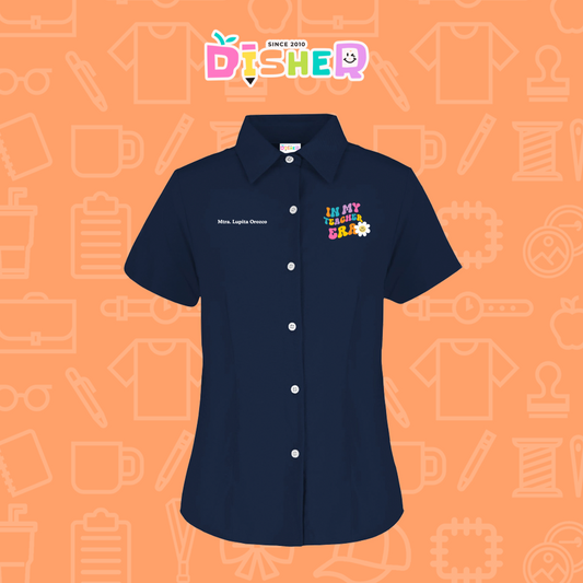 CBGC-D-028: Camisa Bordada Gabardina Manga Corta Dama I In my teacher era