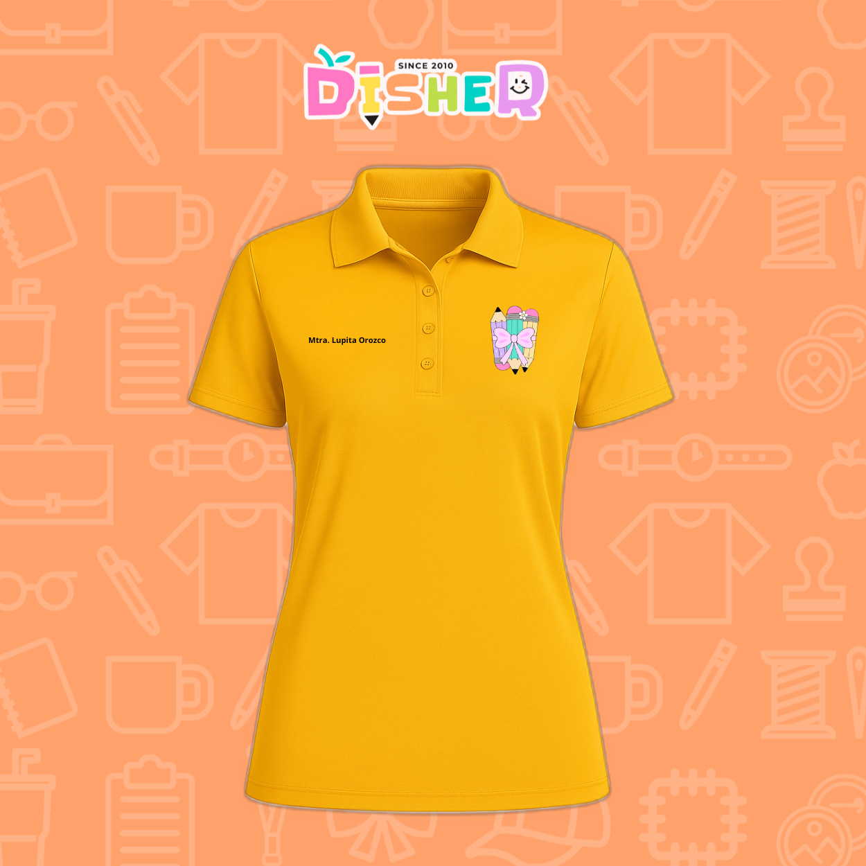 PBD-D-007 : Polo Bordada Dry Fit Dama I Lápices moñito