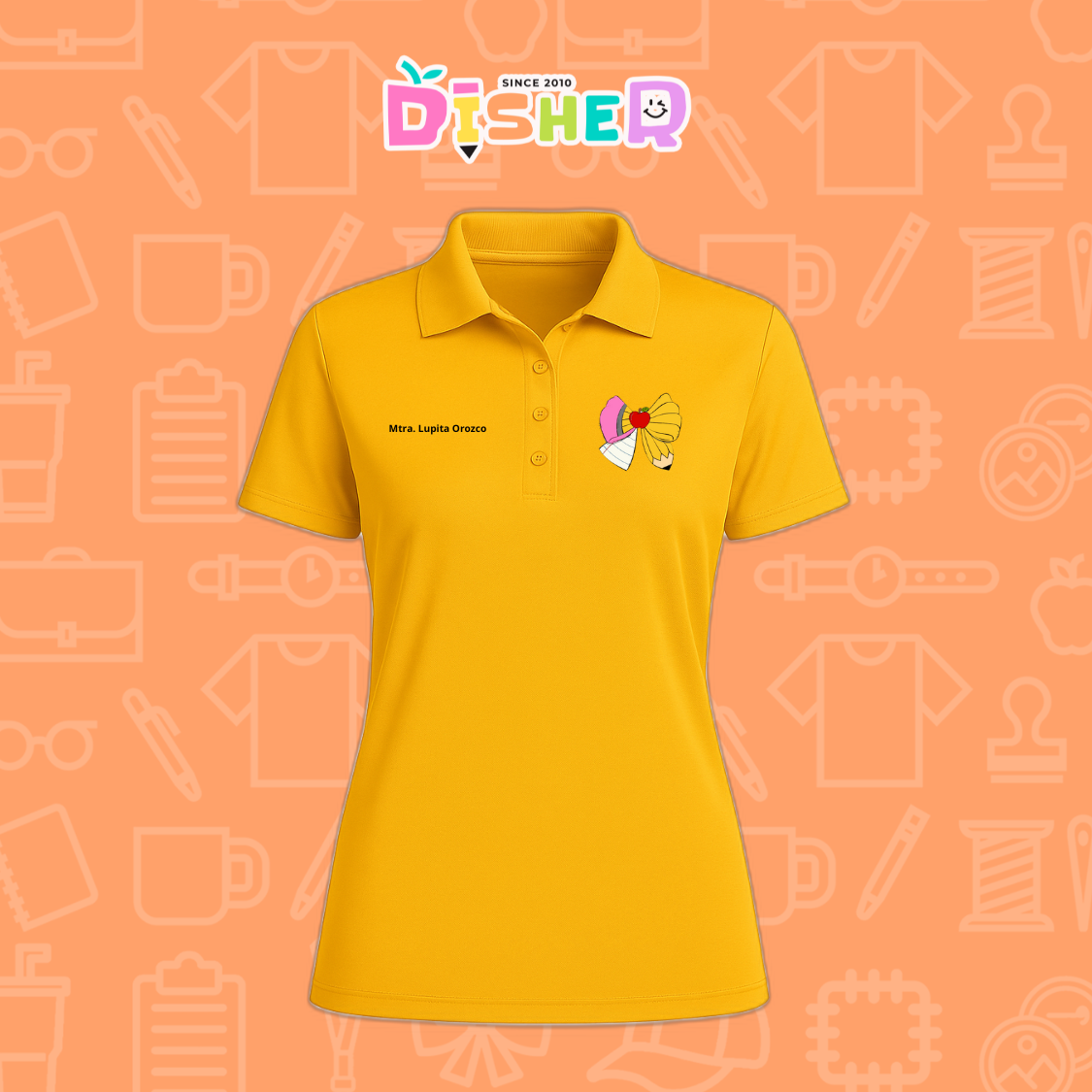 PBD-D-005 : Polo Bordada Dry Fit Dama I Moño lápiz hoja
