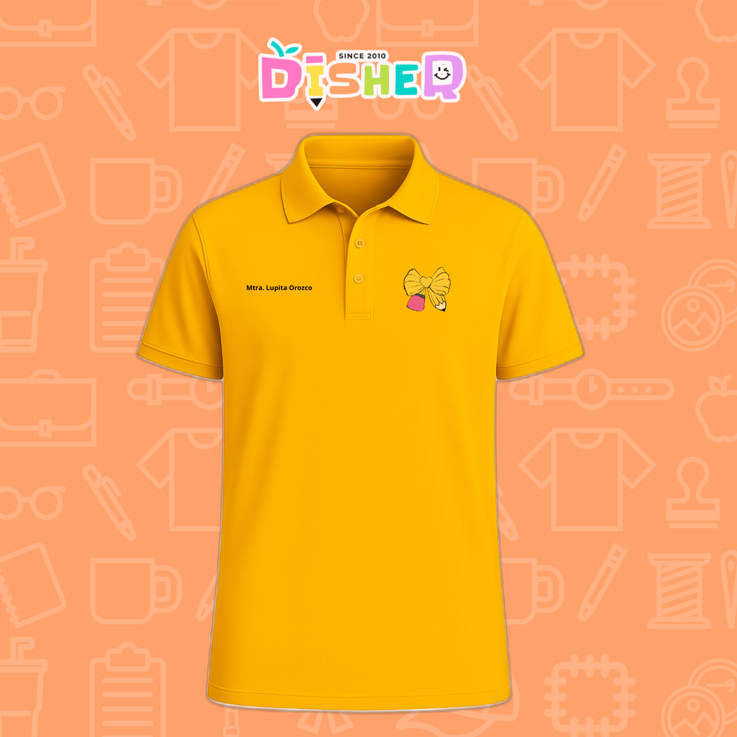 PBD-C-0011: Polo Bordada Dry Fit Caballero I Moño lápiz amarillo