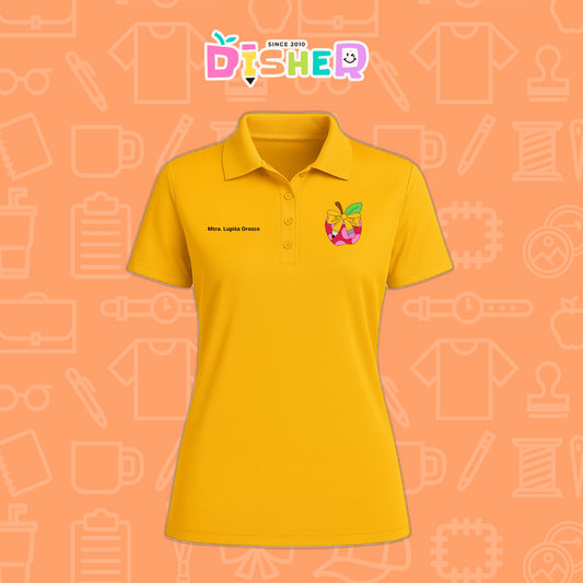 PBD-D-012: Polo Bordada Dry Fit Dama I Manzana moño